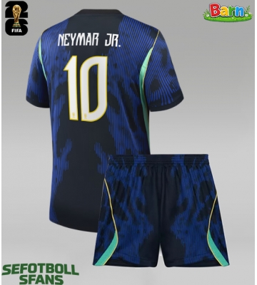 Brasilien Neymar Jr #10 Bortaställ Barn VM 2026 Kortärmad (+ Korta byxor)